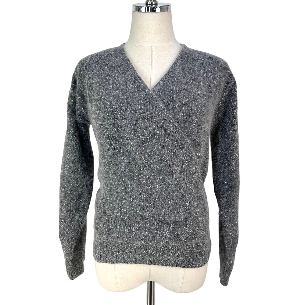Vintage Dana Ashley Silk & Angora Gray Surplice Sweater